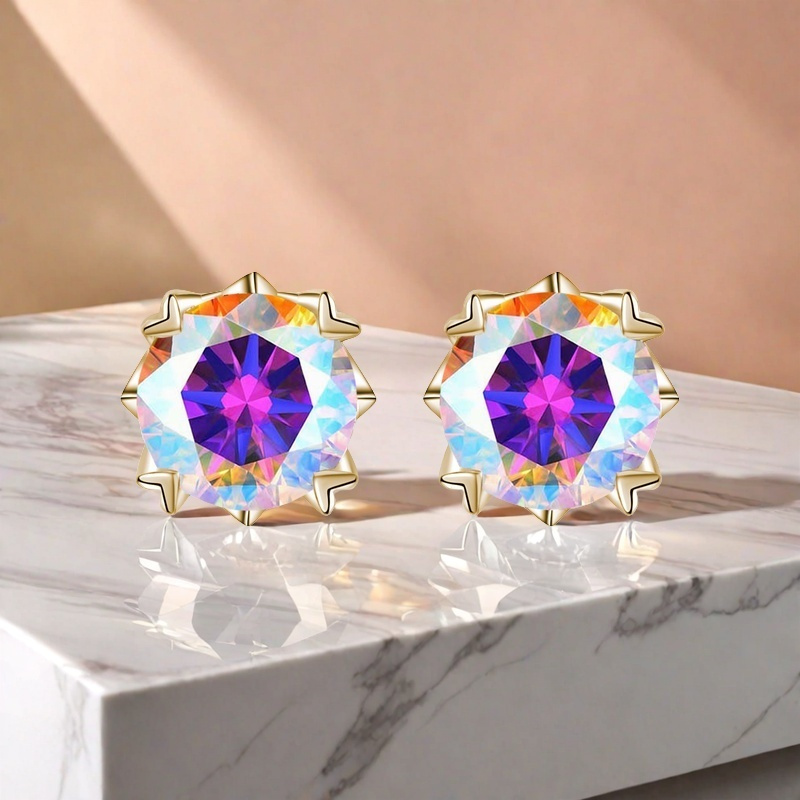 Dazzling Synthetic Moissanite Earrings, 925 Silver